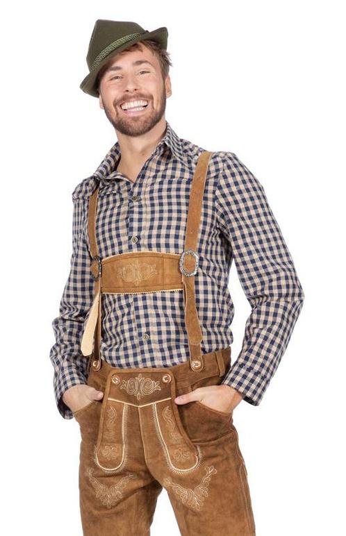 Tiroler blouse heren Taupe chique, Kleding | Heren, Carnavalskleding en Feestkleding, Nieuw, Ophalen of Verzenden