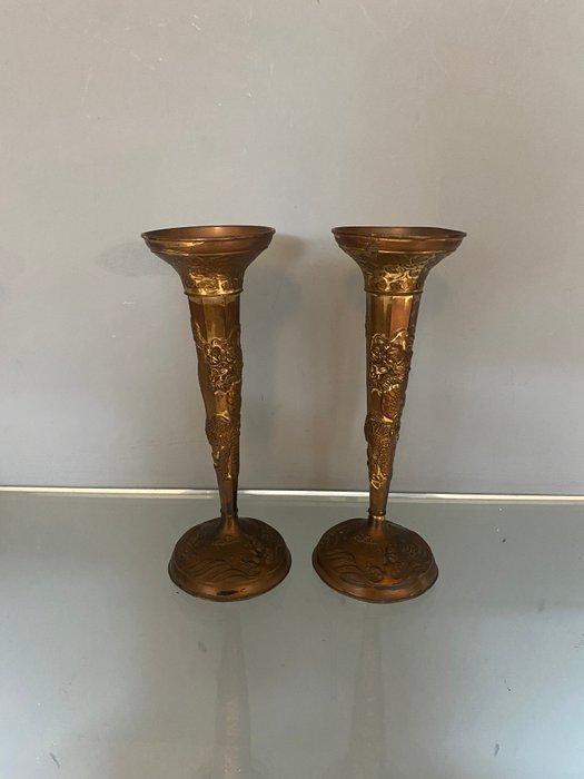 Kandelaar (2) - Verguld messing - Kandelaars draken, Antiek en Kunst, Curiosa en Brocante