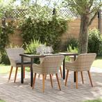 vidaXL Eetkamerset 5 pcs Lichtgrijs Poly riet, Verzenden, Nieuw, Rotan