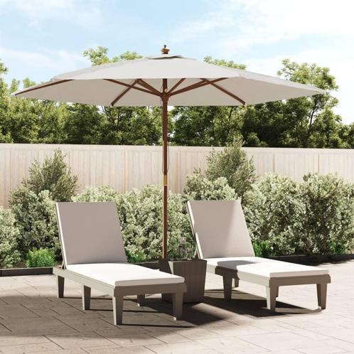 vidaXL Parasol met houten paal 299x240 cm zandkleurig, Tuin en Terras, Parasols, Nieuw, 2 tot 3 meter, Verzenden