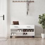 vidaXL Schoenenbank 102x35x55 cm bewerkt hout hoogglans wit, Verzenden, Nieuw