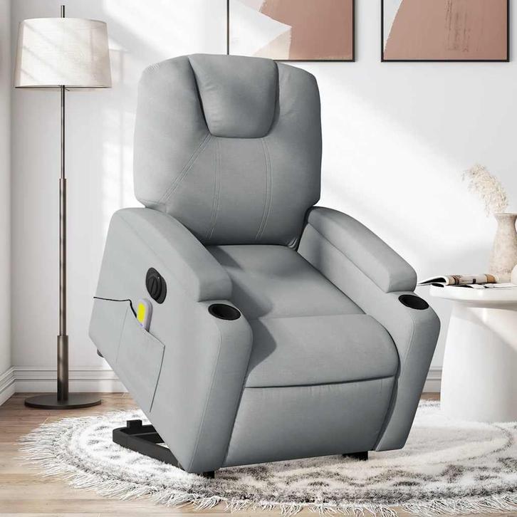 vidaXL Sta-op-massagestoel elektrisch verstelbaar stof, Huis en Inrichting, Fauteuils, Nieuw, Verzenden