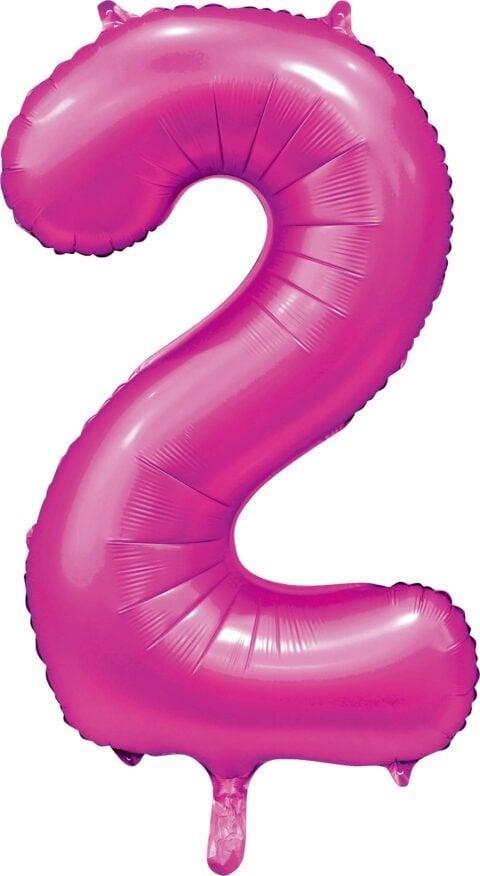 Fuchsia Cijfer Ballon 2 Jaar Glans 86cm, Hobby en Vrije tijd, Feestartikelen, Nieuw, Verzenden