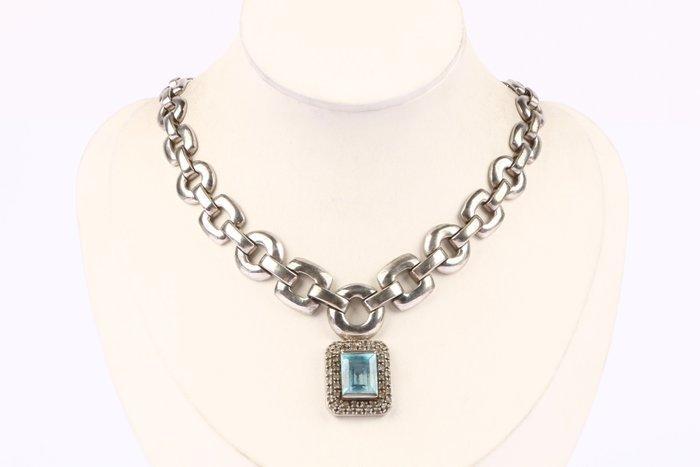 Zonder minimumprijs - Halsketting Zilver Aquamarijn, Sieraden, Tassen en Uiterlijk, Kettingen