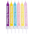 Taartkaarsjes met houders Happy Birthday 6st.**, Verzenden, Nieuw