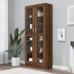 vidaXL Vitrinekast 82,5x30,5x185,5 cm bewerkt hout bruin, Verzenden, Nieuw, 50 tot 100 cm, 150 tot 200 cm