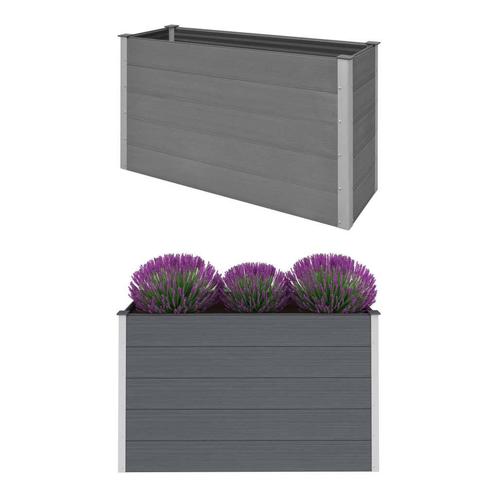 vidaXL Plantenbak verhoogd 150x50x91 cm HKC grijs, Tuin en Terras, Bloembakken en Plantenbakken, 100 cm of meer, Nieuw, Hout, 60 cm of meer