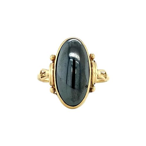 Gouden ring met hematiet 14 krt, Sieraden, Tassen en Uiterlijk, Ringen, Nieuw, Ophalen of Verzenden