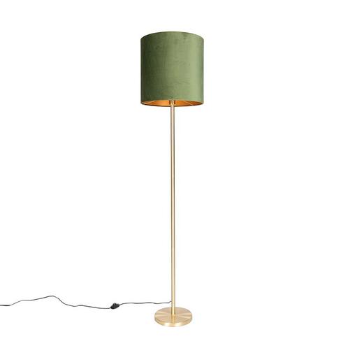 Botanische vloerlamp messing met groene kap 40 cm - Simplo, Huis en Inrichting, Lampen | Vloerlampen, Nieuw, Overige materialen