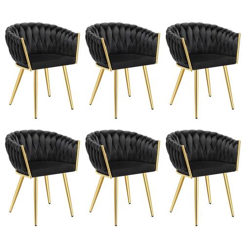 Set eetkamerstoelen Astano fluweel, knoopdesign - zwart/goud, Huis en Inrichting, Stoelen, Verzenden