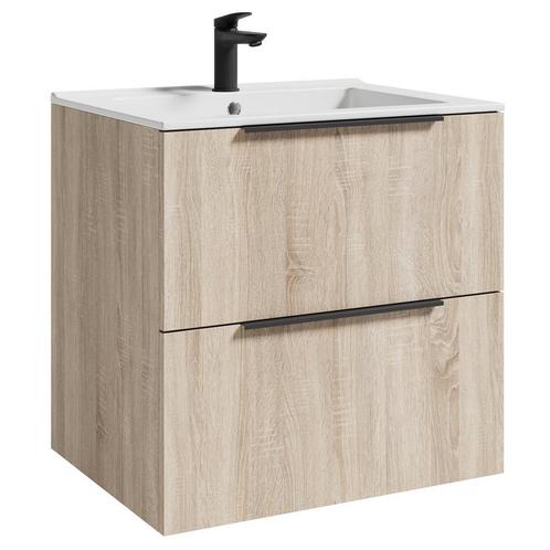 Badkamermeubel Derby 60 x 45 cm Licht Eiken Badmeubel, Huis en Inrichting, Badkamer | Badkamermeubels, Nieuw, Wastafelkast, Verzenden