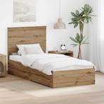 vidaXL Bedframe met hoofdeinde Artisan Eiken 90 x 200 cm, Verzenden, Nieuw, Bruin, Hout