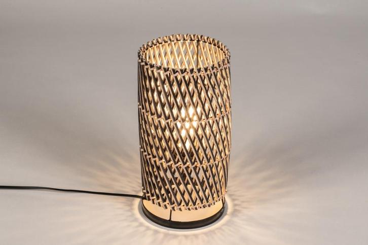 Rietveld Tafellampen - Zwart, Naturel - Rotan, Huis en Inrichting, Lampen | Tafellampen, Verzenden