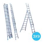 Eurostairs Reform ladder driedelig uitgebogen 3x9 sporten, Verzenden, Nieuw, Ladder
