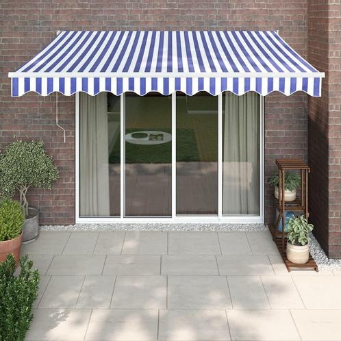 vidaXL Luifel automatisch uitschuifbaar 3x2,5 m blauw en wit, Tuin en Terras, Zonneschermen, Nieuw, Verzenden