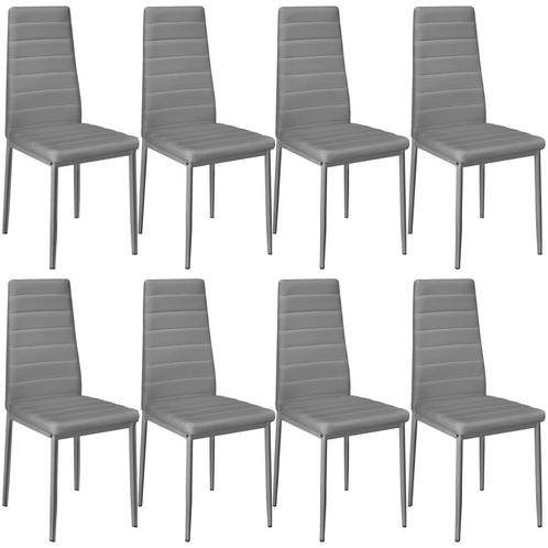 Eetkamerstoelen, kunstleer - grijs, Set van 8, Huis en Inrichting, Stoelen, Verzenden