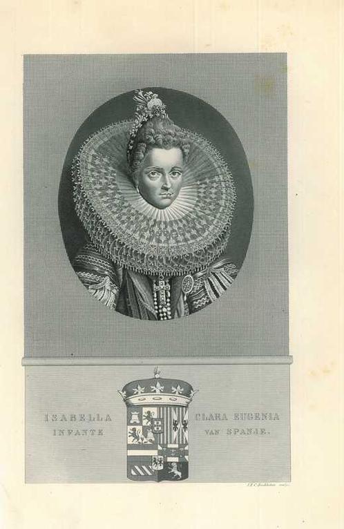 Portrait of Isabella Clara Eugenia of Spain, Antiek en Kunst, Kunst | Etsen en Gravures