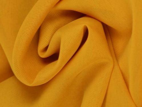 50 meter chiffon stof - Okergeel - 150cm breed, Hobby en Vrije tijd, Stoffen en Lappen, 120 cm of meer, 200 cm of meer, Geel, Nieuw