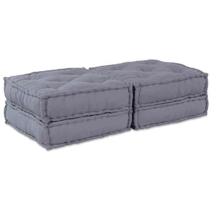 vidaXL Modulaire bank 2 pcs Grijs 70 x 70 x 36 cm Stof, Huis en Inrichting, Woonaccessoires | Kussens, Grijs, Nieuw, Verzenden