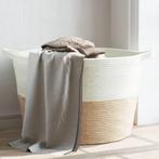 vidaXL Wasmand Ø 60x36 cm katoen beige en wit, Verzenden, Nieuw