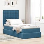vidaXL Opbergbed met LED met matras Donkerblauw 90 x 190 cm, Verzenden, Nieuw, Blauw, Stof