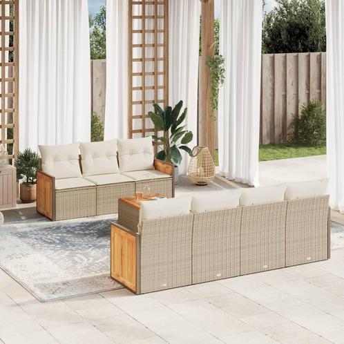 vidaXL 8-delige Loungeset met kussens poly rattan beige, Tuin en Terras, Tuinsets en Loungesets, Loungeset, Nieuw, Rotan, Verzenden