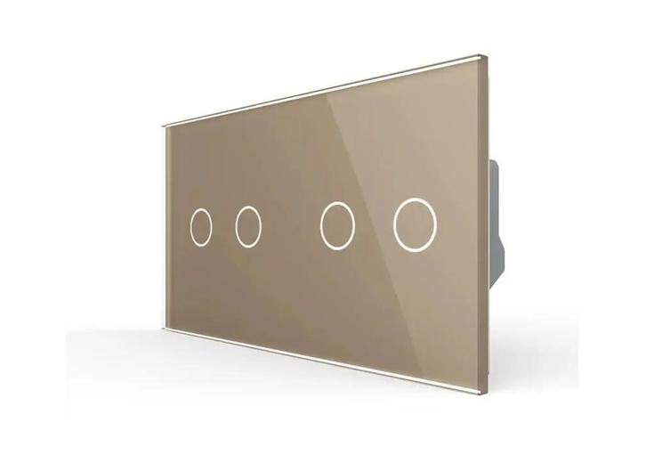 Livolo | Goud | 2+2 | Touch Dimmer Schakelaar, Doe-het-zelf en Verbouw, Elektra en Kabels, Schakelaar, Nieuw, Ophalen of Verzenden