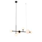 Smart Hanglamp zwart met mat glas langwerpig 6-lichts incl., Huis en Inrichting, Lampen | Hanglampen, Nieuw, Overige materialen