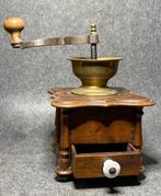 Koffiemolen - Hout, Messing, Porselein - Antieke koffiemolen