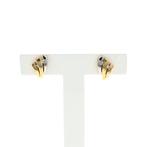 Bicolor gouden oorstekers met zirconia (witgoud, oorbellen), Sieraden, Tassen en Uiterlijk, Oorbellen, Gebruikt, Overige kleuren