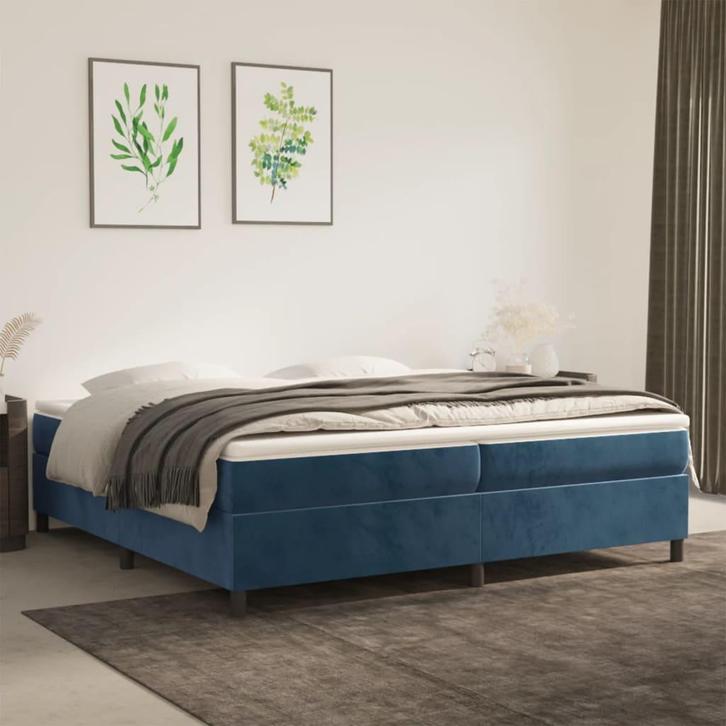 vidaXL Boxspring bed 200x200 cm fluweel donkerblauw, Huis en Inrichting, Slaapkamer | Bedden, Overige maten, 200 cm, Blauw, Tweepersoons