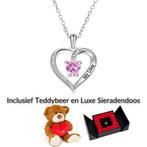 Swarovski My Love Roze Hart Ketting met Teddybeer - 45+5 cm, Met hanger, Overige materialen, Verzenden, Nieuw