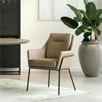 Set van 6 Leren eetkamerstoelen Mix - Granada Taupe, Huis en Inrichting, Stoelen, Ophalen of Verzenden, Nieuw, Leer
