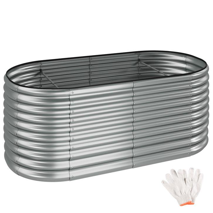 Hoge plantenbak Flormma, 1257l, verzinkt, 200x100x80cm - zil, Tuin en Terras, Bloembakken en Plantenbakken, Verzenden