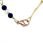 Gouden vintage collier met lapis lazuli en parel 14 krt, Sieraden, Tassen en Uiterlijk, Kettingen, Ophalen of Verzenden, Nieuw