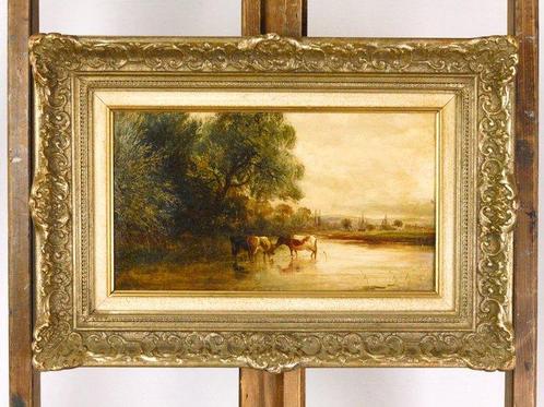 Henrique Sheridan (1835/38-1860) - Flusslandschaft mit Kühen, Antiek en Kunst, Kunst | Schilderijen | Klassiek