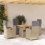 vidaXL 5-delige Tuinset met kussens poly rattan beige, 4 zitplaatsen, Nieuw, Tuinset, Verzenden