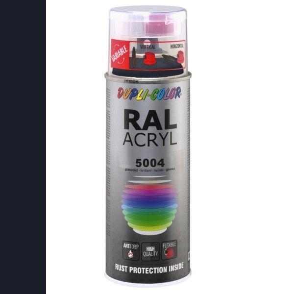 Dupli-Color Ral Acryl Ral 5004 Blauwzwart Hoogglans 400 ml, Doe-het-zelf en Verbouw, Verf, Beits en Lak, Nieuw, Ophalen of Verzenden