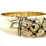 Vintage bangle met robijn, saffier en smaragd 12 krt, Ophalen of Verzenden, Nieuw