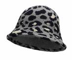 Bucket Hat Soft Panter Patroon Zwart Beige Donker Grijs, Nieuw