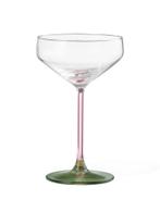HEMA Coupe 285ml Tafelgenoten groene met roze, Verzamelen, Glas en Borrelglaasjes, Verzenden, Nieuw