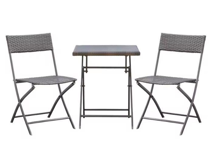 Opvouwbare 3-Delige Balkonset – Rotan Stoel en Tafel – Nieuw, Tuin en Terras, Tuinsets en Loungesets, Nieuw, Verzenden