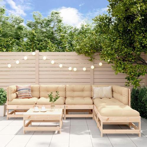 vidaXL 7-delige Loungeset met kussens massief teak, Tuin en Terras, Tuinsets en Loungesets, Loungeset, Nieuw, 7 zitplaatsen, Hout