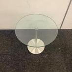 Tweedehands glazen bijzet tafel, (hxb) 40x45 cm, Metaform, Huis en Inrichting, Ophalen of Verzenden, Gebruikt