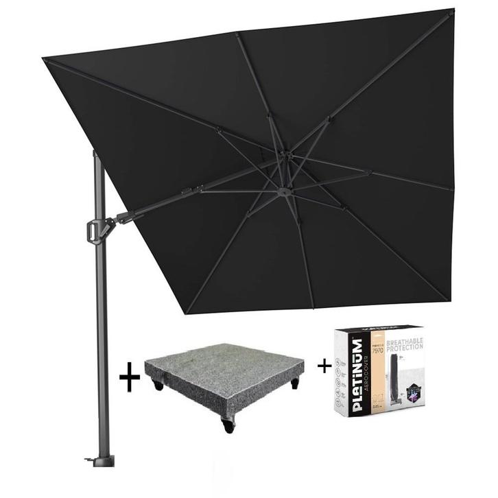 Challenger T2 zweefparasol 350x260 cm antraciet met, Tuin en Terras, Parasols, Nieuw, Ophalen of Verzenden