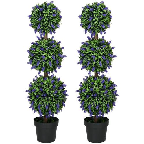 TRUUSK Set Van 2 Grote Kunstmatige Lavendelbomen 110 Cm Kuns, Huis en Inrichting, Woonaccessoires | Kunstplanten en Kunstbloemen