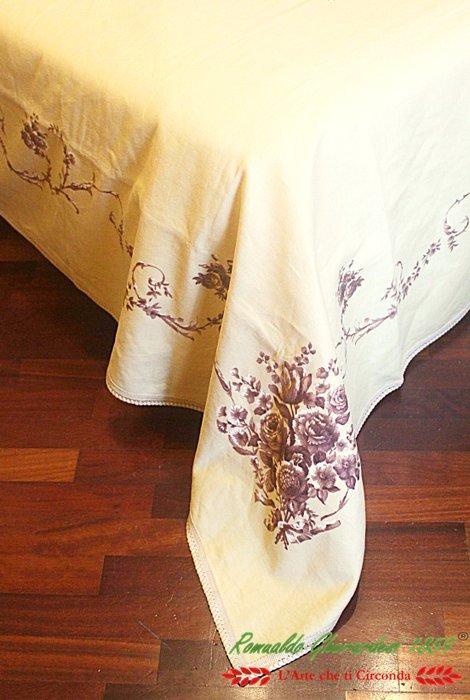 Bassetti misto lino stampa anni 60 - Bedsprei - 270 cm - 260, Antiek en Kunst, Antiek | Kleden en Textiel