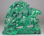 Groot beeldhouwwerk Krijgerspaardbeeld - Malachiet - China -