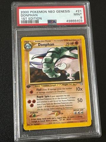 Pokémon - 1 Graded card - donphan 1st Neo genesis - PSA 9 beschikbaar voor biedingen
