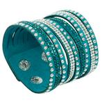 Fako Bijoux® - Armband - Breed - Strass - Turquoise, Nieuw, Verzenden